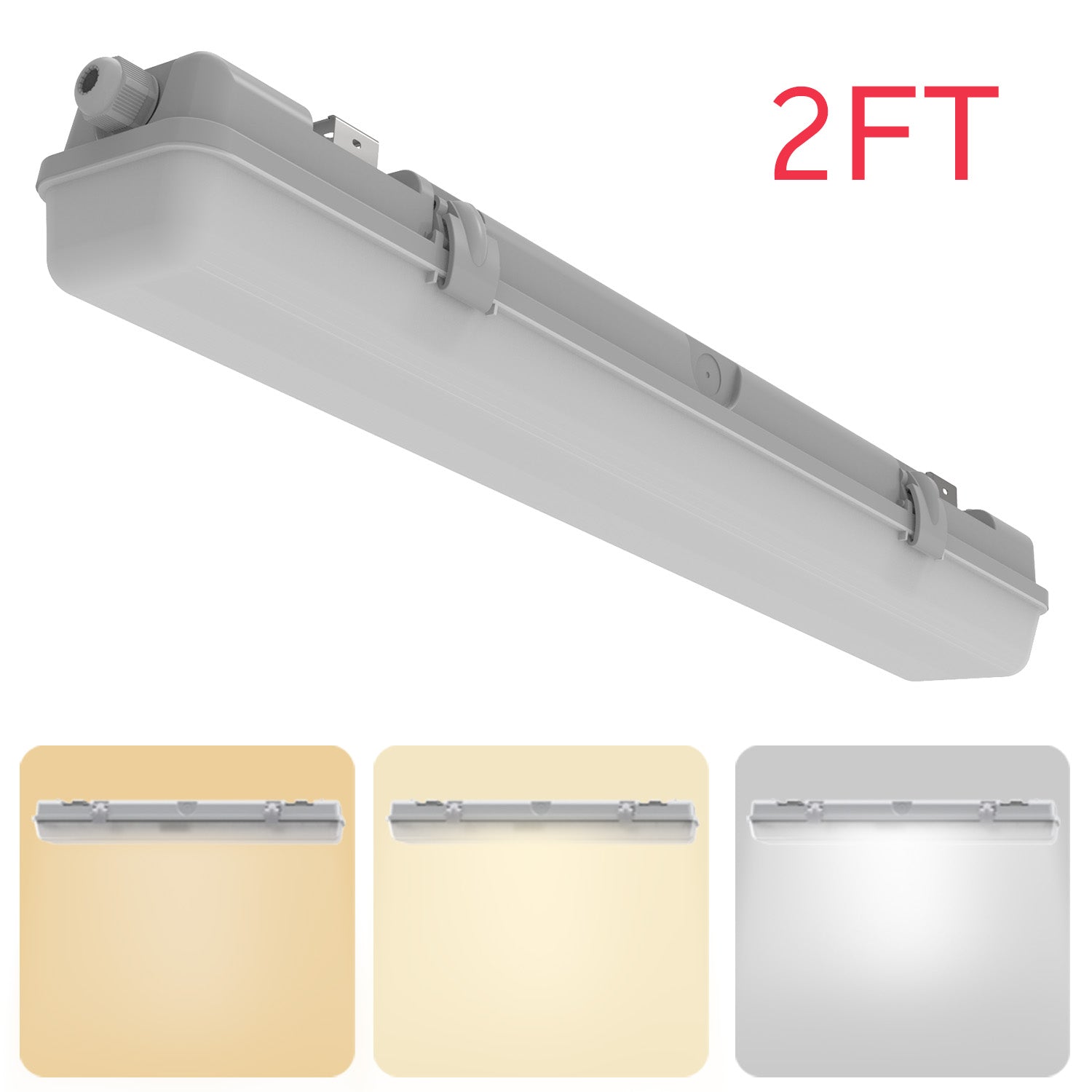 Walrusled 2FT LED Garage Wraparound Vapor Tight Batten Light 2 Wattage