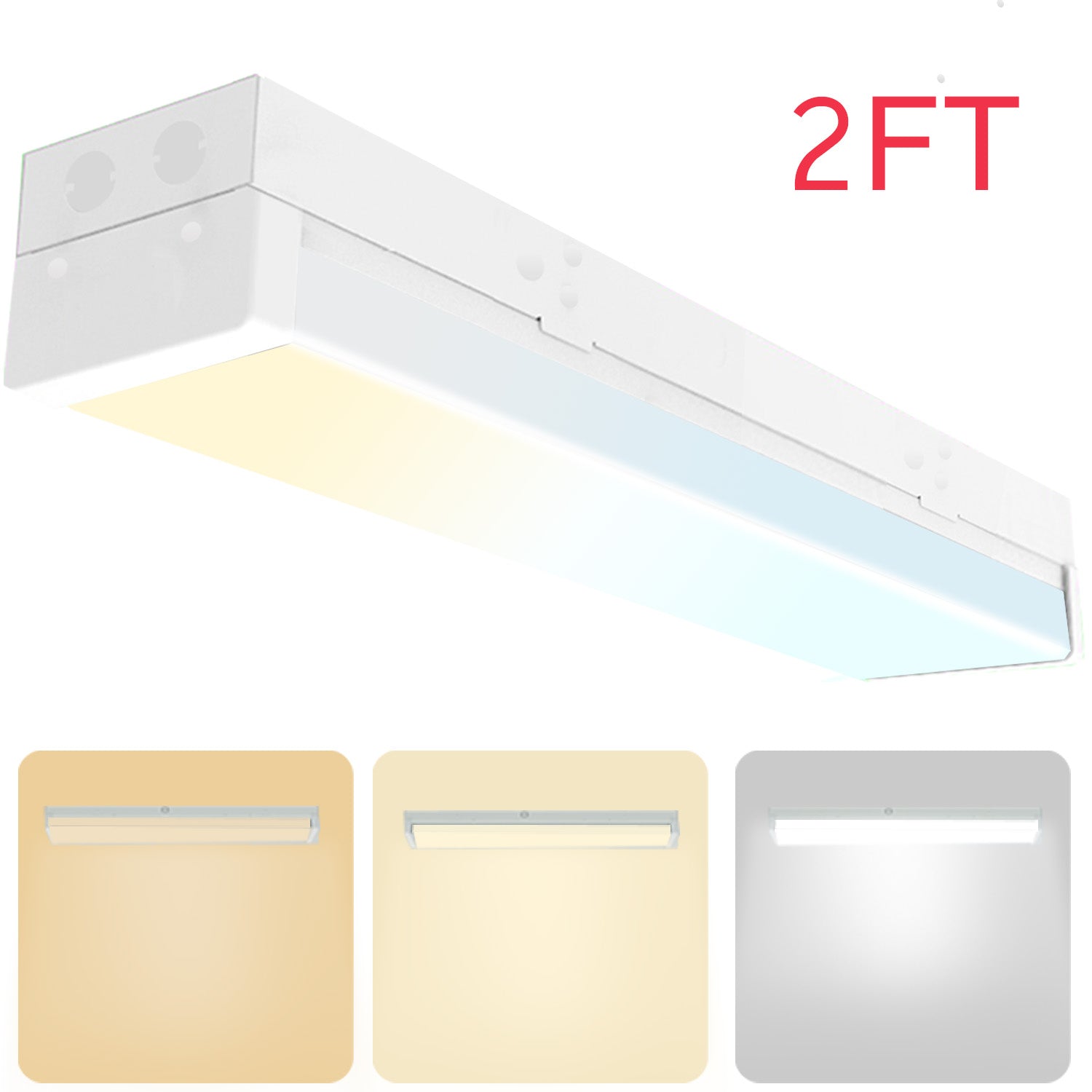 Walrusled 2FT LED Kitchen Wraparound Batten Light Fixture, 2 Wattages/