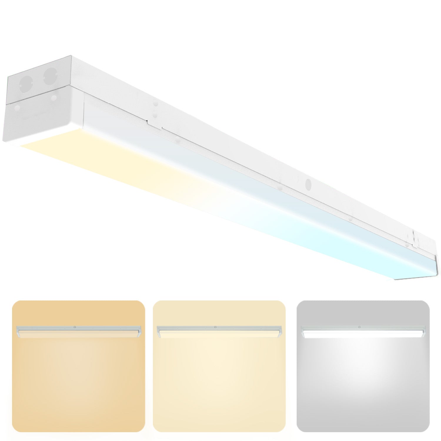 Walrusled 4FT LED Kitchen Wraparound Batten Light Fixture, 2 Wattages/